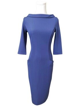 NWT Laura Bettini Classic Boatneck Sheath Dress in Royal Blue